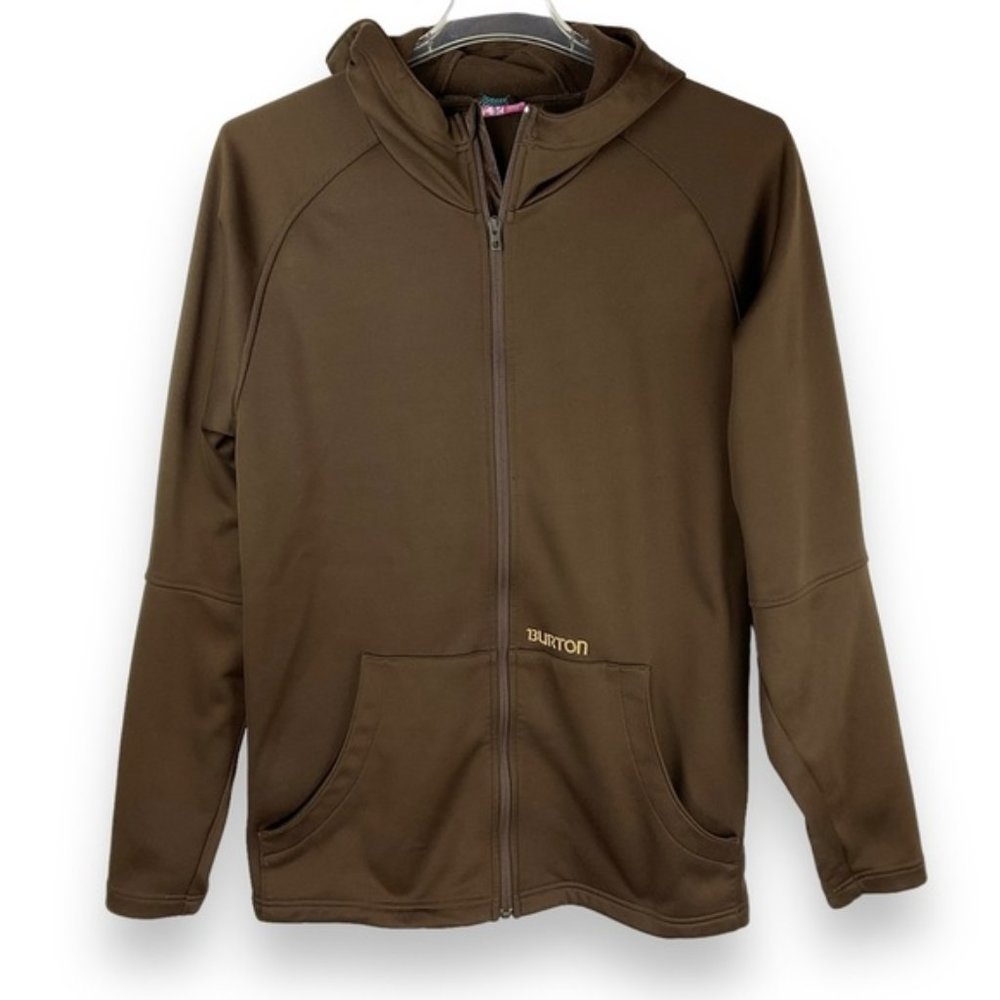 Burton Hoodie Mens Hooded Jacket Zip Up Sweatshirt Dark Brown